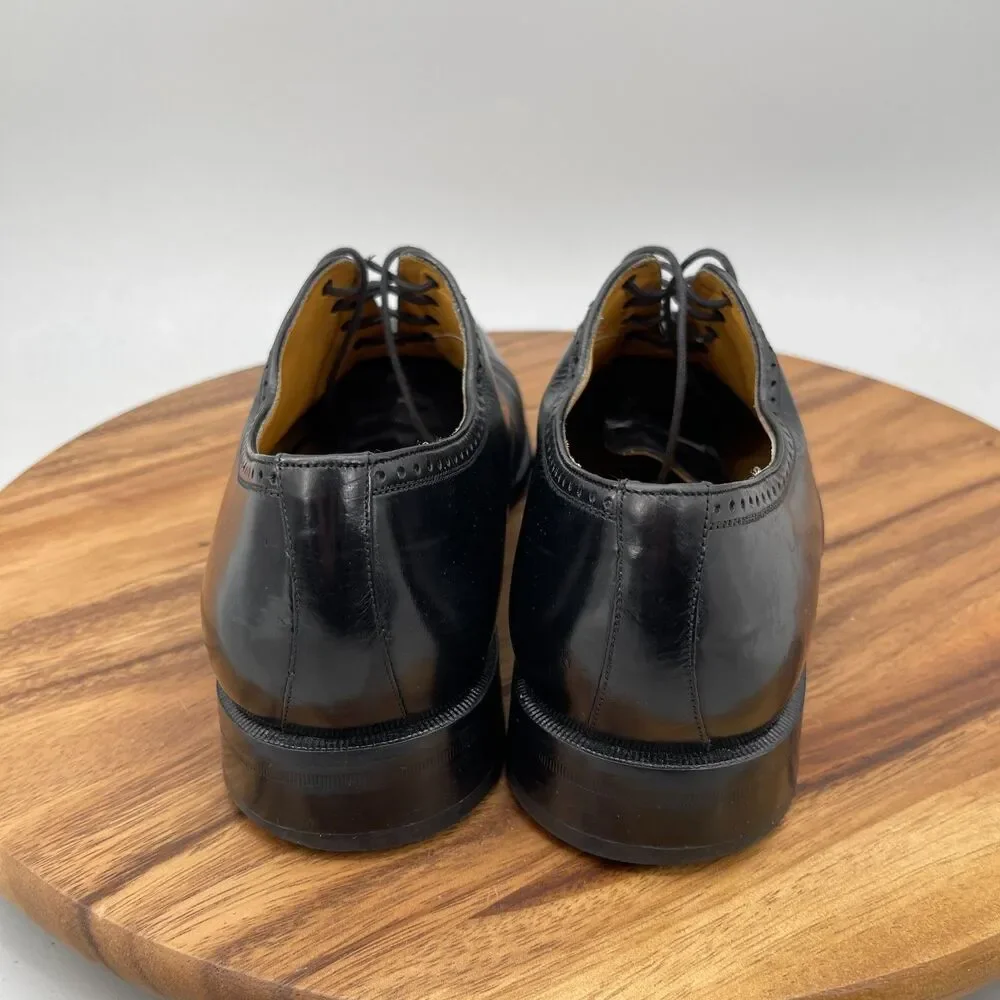 Mezlan Nicola Oxfords Mens Size 11.5 B Black Leather Cap Toe Pebbled Dress Shoe